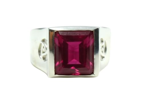 Image of Choose Your Color Mens Bold Ring 925 Sterling Silver Gemstone Wedding Engagement Statement Ring Birthstone Solitaire Jewellery Ring Sizes 4, 5, 6, 7, 8, 9, 10, 11, 12, 13,