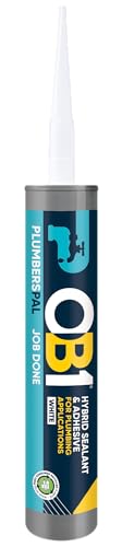 OB1 PlumbersPal White Sanitary Sealant & Adhesive - Ideal for Kitchens & Bathrooms - Mould Resistant - Works in Water - Paintable - Permanently Elastic - 290ml