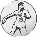  S.B.J - Sportland Pokal/Medaille Emblem, Motiv Diskuswerfen, Durchmesser 50 mm, Silber