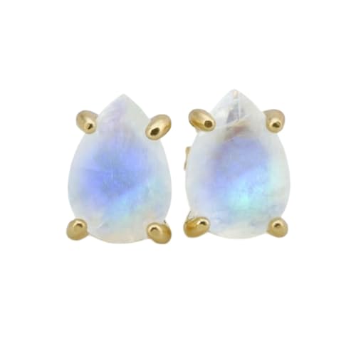 Boucles d'oreilles pierre de lune naturelle argent 925 pendantes poire