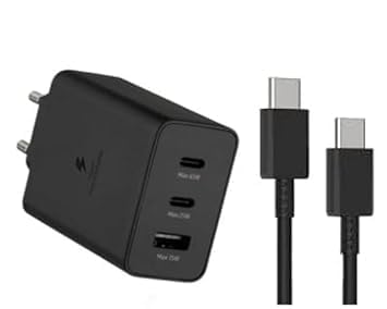 Image of Original 65W 3 Port Multi Port with SuperFast Charging Adapter with Type C Data Cable Compatible for Sam Sung S23 Ultra,S23 Plus, Plus,S22,S20FE,A72,A52,A32,F23 (Feb110)