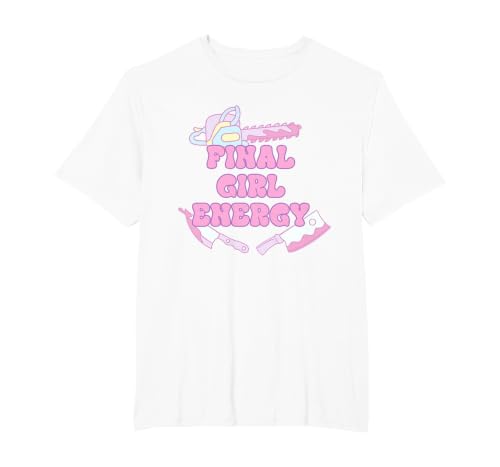Final Girl Energy Funny Apparel T-Shirt, Men's Big and Tall, White, 6X Tall