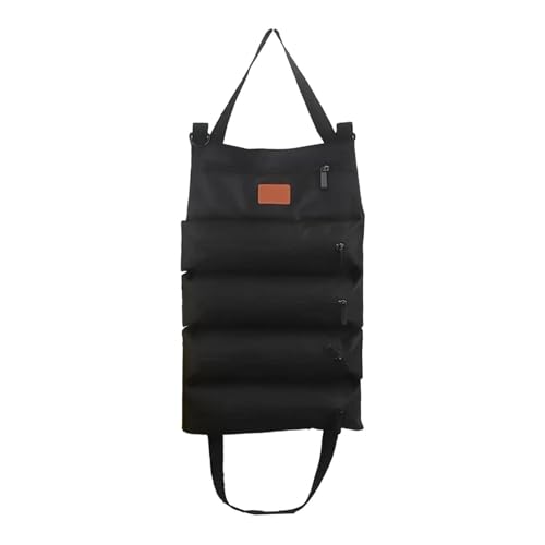 WEITINGKKK tool storage bag, Roll Up Tool Bag 5 Pockets Multicolor 18.5x11.02x1.18 inches(Black)