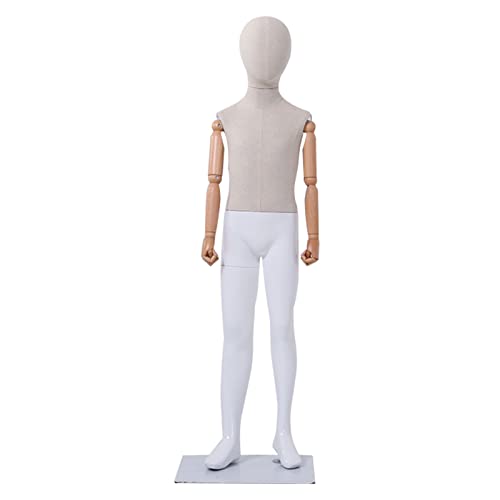 Mannequin Torso 4-8 Years Old Boy Girl Clothing Display Props Shop Window Whole Body Dummy Manikin with Solid Wood Arm 3 Models 2 Colors