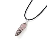 Adabele 1pc Real Natural Rhodonite Pink Black Gemstone Drop Pendant Necklace Healing Reiki Chakras Energy Rock 18 Inch Women Men Leather Cord Jewelry GGP-H10