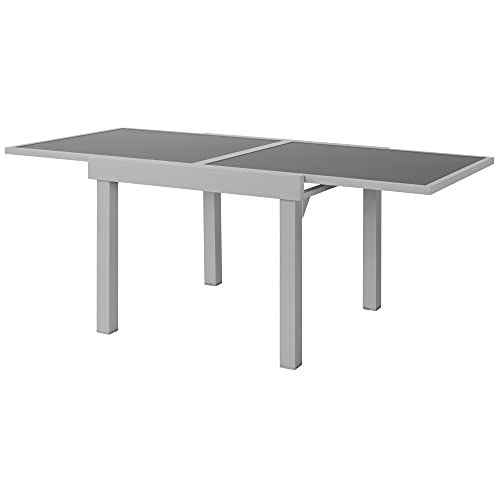 ib style® Diplomat Silber Quadro Ausziehtisch 90-180 cm | Premium Gartentisch | Anti Fingerprint | Frozen Glas | Inkl. 8… – Bild 4