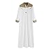 Thobe for Men Kaftan Muslim Clothes Kurta Robe Nightgown Tunic Fashion Wedding Long Sleeve Plus Size with Pockets Bathrobe Soft Crewneck Solid Fitted Bathrobe Khaki