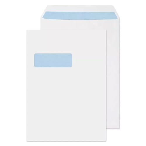 RFE Pack of 50 - C4 / A4 White Mailing Envelopes with Window Self Seal for Posting mailing Home Office, Ecommerce and Business 90gsm 229 x 324mm