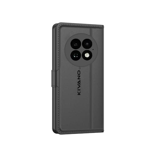 Image of KIVANO LUXE Compatible for OnePlus 13 5G Luxury Handmade Leather Magnetic Flip Folio Case | Card Holder & Kickstand | Slim Protective Cover | Unisex - Black