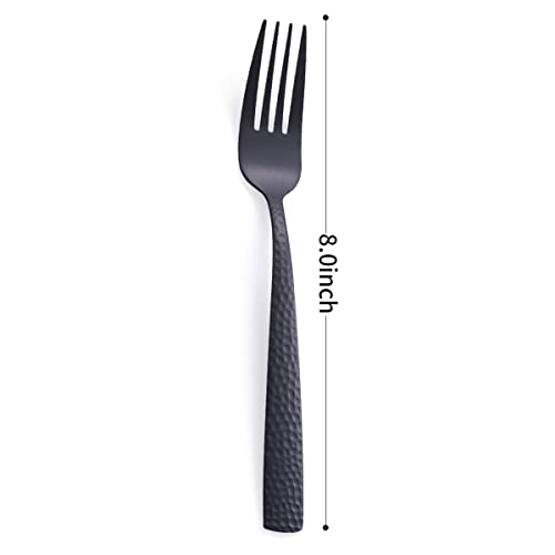 Fullyware TZH92MS-03S Matte Black Dinner Fork Set Of 6, Fullyware 8.0 Inches Stainless Steel Black Silverware Fork, Metal Hammered Fork thumb #1