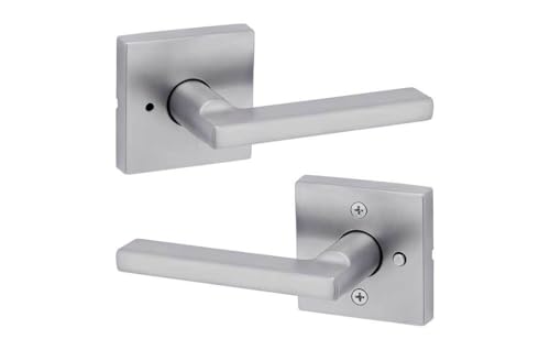 Kwikset 730HFLSQT-26D Halifax Lever with Square Rose Privacy Door Lock with 6AL Latch and RCS Strike Satin Chrome Finish