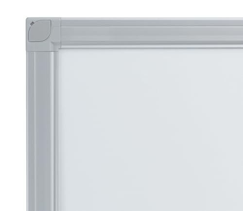 FRANKEN Magnetisches Whiteboard 120 x 90 cm, Magnettafel mit lackierter Stahl-Oberfläche, Schreibtafel inkl. FRANKEN Marker & Ablageschale, Für Büro, Home Office & Schule, Aluminiumrahmen, X-tra!Line