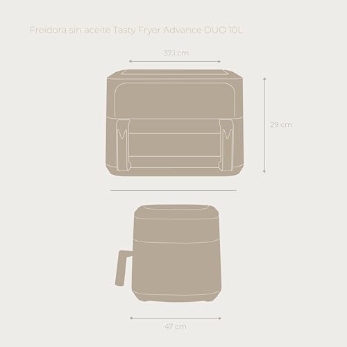 EVVO Freidora Sin Aceite Tasty Fryer Advance DUO 10L - Air Fryer con 2800W, Compartimento Divisible, Tecnología Dual Resistencia, Panel Táctil, Multifunción, Temporizador, Antiadherente - imagen 2