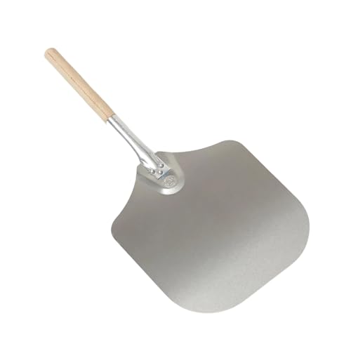Image of American METALCRAFT, Inc. inchAmerican Metalcraft 2512 26 inch inch Aluminum Pizza Peel with 10 inch inch Wood Handle, 12 inch inch x 14 inch inch Medium Blade inch, Silver