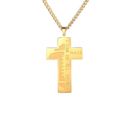 Colliers croix gravée et bijoux amulette en acier inoxydable