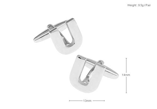Mancuernillas de plata con letra U para hombre miniatura 5