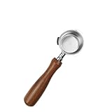 51mm Bottomless Portafilter with Wooden Handle, Stainless Steel Filter Basket, 9.1-inch Length,3 Ears Espresso Handle, Suitable for various coffee machines