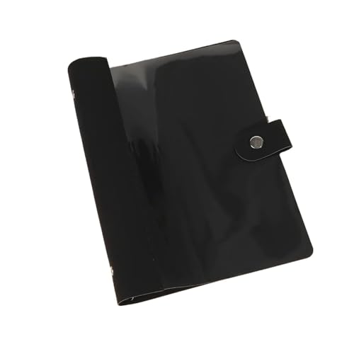 A5/B5 ノートカバー ルーズリーフバインダー スプライシングレザーバインダーカバー 半透明 大容量 日記帳 シェル(A5-black)