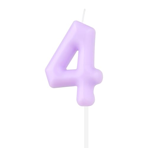 iNINGER Macaron Happy Birthday Candle - Purple 4th Birthday Cake Topper Decorations