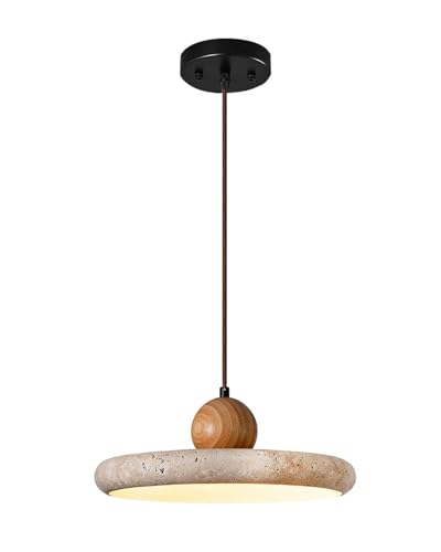 Eclatune Wabi-Sabi Plaster Pendant Light, Double Globe Hanging Lamp, 24W Adjustable Cord 70in...