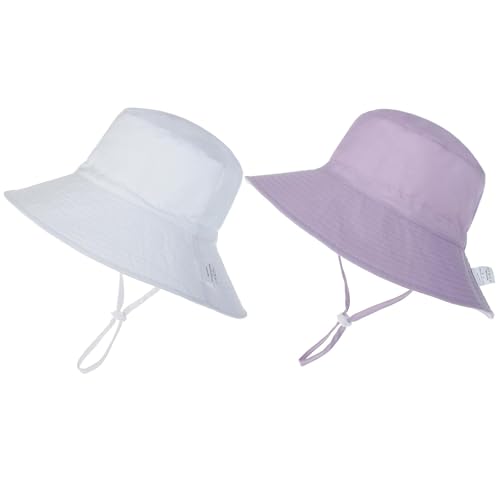 Image of Zando (UPF50+) Baby Toddler Sun Hat - Girls Bucket Hat Wide Brim Adjustable Summer Beach Hat for Kids Boys Girls 0-8 T
