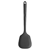 U-Taste Extra Long Silicone Solid Turner, 315℃ Heat Resistant Food Grade Kitchen Spatula, Non Stick Seamless Flexible Rubber Cooking Flipper for Frying, Flipping Eggs, Fish, Pancake, Burger (Black)