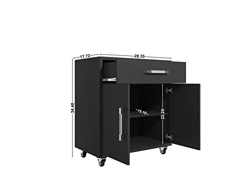 Image of Manhattan Comfort Eiffel Garage Cabinets and Storage System, Set of 4, Matte Black