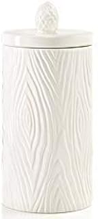 American Atelier Tis The Season Canister Ceramic Jar w/Airtight Lid for Cookies, Candy, Coffee, Flour, Sugar, Rice, Pasta, Cereal & More, Large, White