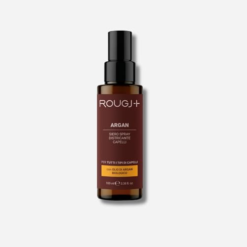 ROUGJ Districante Capelli Spray 100 ml all'Olio di Argan Biologico – Spray Anticrespo Senza Risciacquo, Siero Lucidante per Capelli Crespi, Leave In Districante e Disciplinante