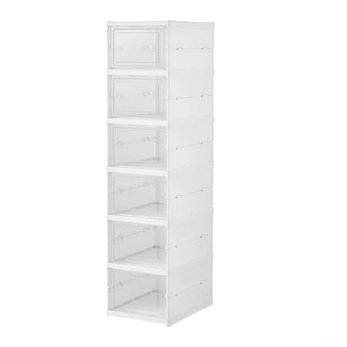 Jayruit Solución de almacenamiento de zapatos, organizador plegable y apilable con puerta para un fácil acceso y visibilidad (C)