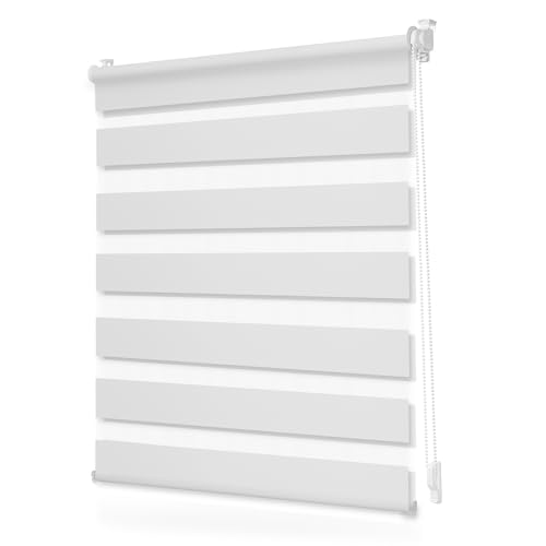 Lichtblick Duo Rollo ohne Bohren, Blickdicht Weiß, 75 cm x 130 cm (B x L)