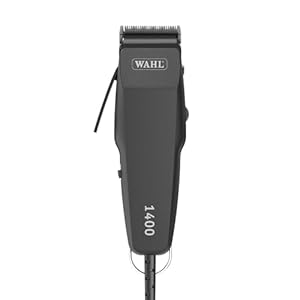Wahl 1400, tondeuse pour animaux, tondeuse à fil pour chiens, kit de toilettage, toilettage des animaux à domicile, lames affûtées avec précision, légèreté, 4 peignes de fixation, noir