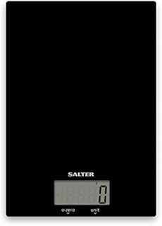 Salter 1170 BKDR Premium Glass Electronic Kitchen Scale, 5 kg Max Capacity, Add & Weigh, Digital Display, Easy Clean Glass, Slim Design, Measures Liquids/Fluids, Cooking/Baking Weighing Scales, Black