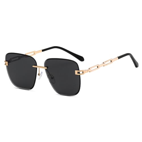 Lunettes de soleil carrées surdimensionnées vintage noires pour femmes et hommes