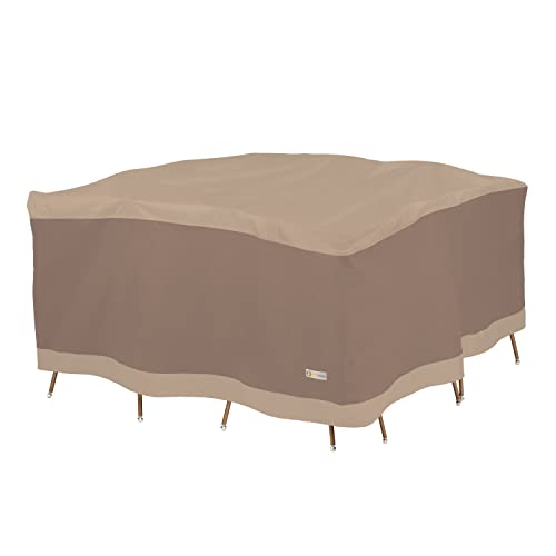 Duck Covers Elegant Waterproof 76 Inch Square Patio Table & Chair Set Cover, Outdoor Table And Chair Cover, Swiss Coffee #TOP10