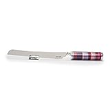 EMANUEL Yair Challah Bread Knife with Detachable Salt Shaker in Handle | Modern Multicolored Ring Design (Maroon NSM-3)