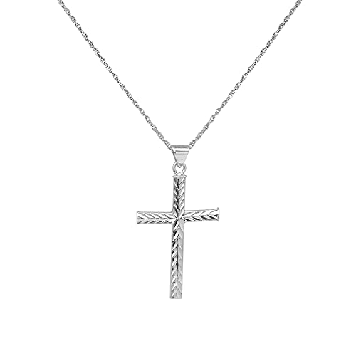 Savlano 925 Sterling Silver Diamond Cut Cross Pendant Silver Rope Chain Necklace For Women & Men Religious Jewelry - Made in Italy Comes With a Gift Box
