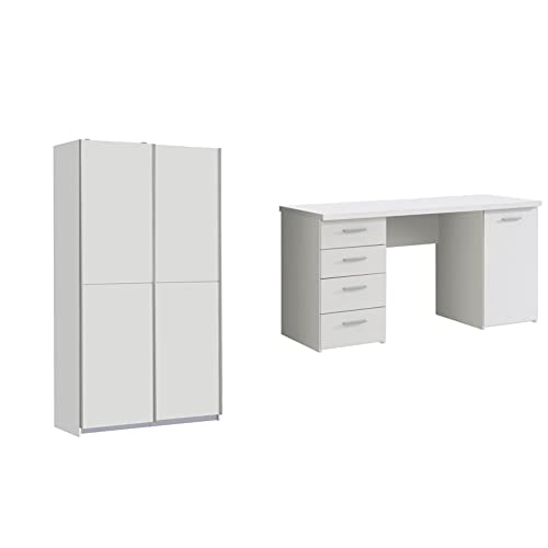 Forte Ohio Mehrzweckschrank, Holzwerkstoff, Weiß, 120 x 42 x 190.50 cm &...