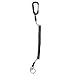 Fishing Tool Lanyard, Anti-Lost Stretchable Wire Spring Rope for Lure Pliers and Fishing Rods, 26cm to 120cm Spiral Retention Cord with Aluminum Alloy Safety Lock(Black)