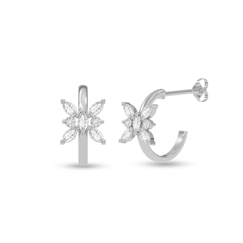 Image of CLARA 925 Sterling Silver Hoop Bali Earrings | Platinum Plated | Daily Wear |Gift for Women and Girls