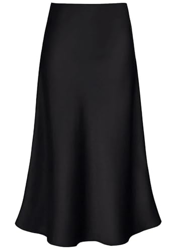 FLITAY Womens Casual Solid Color Pencil Skirts Soft Fashion Maxi Skirt High Waisted Fitted Satin Skirt2
