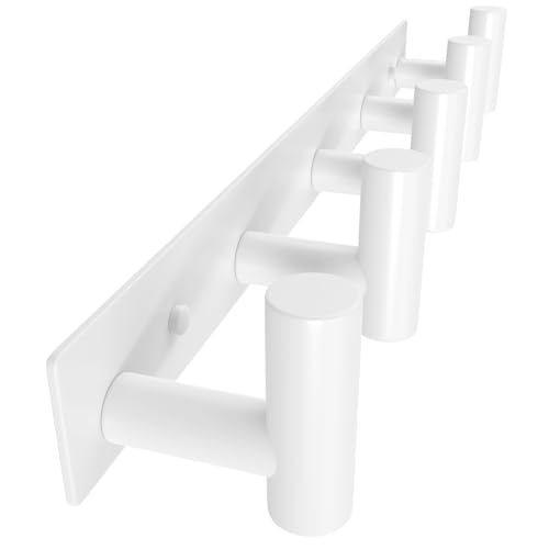Image of PMMASTO Stainless Steel Coat Rack Wall Mounted, Heavy Duty Metal Hook Rail for Hanging Coats Hats Towels Robes Bags, Modern Wall Hooks Organizer (White, 5 inchT Hooks, 1PACK)
