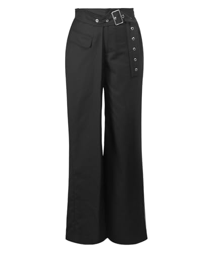 RAMISU Women Straight Leg Dress Long Pants for Women High Waist Office Business Asymmetrical Trousers Pants with Belt