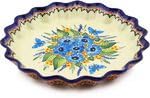 Polmedia Polish Pottery Fluted Pie Dish UNIKAT - Summer Splendor Pattern Handmade in Boleslawiec Poland + Certificate of Authenticity