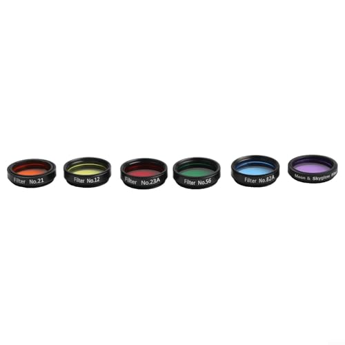 6-Pack Telescope Nebula Filters Set, 1.25 Inch Multi-Coated Color Filters with Storage Case for Astronomical Observation, Lunar Planetary Viewing and Astrophotography