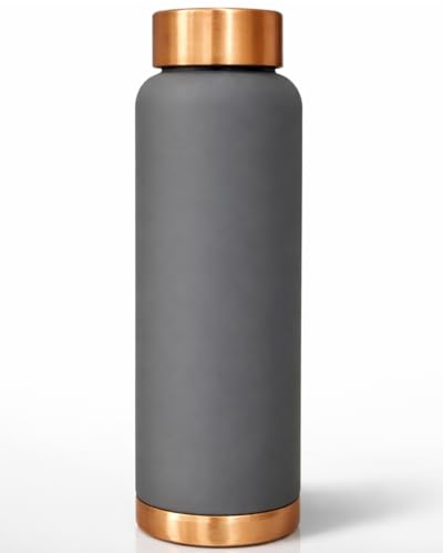 Image of Pure Copper Water Bottle Ayurvedic Leak-Proof Copper Bottle for Drinking Water - Handcrafted Mandala Design - BPA-Free & Eco-Friendly - Improves Immunity & Digestion (SILK GREY) 950ml