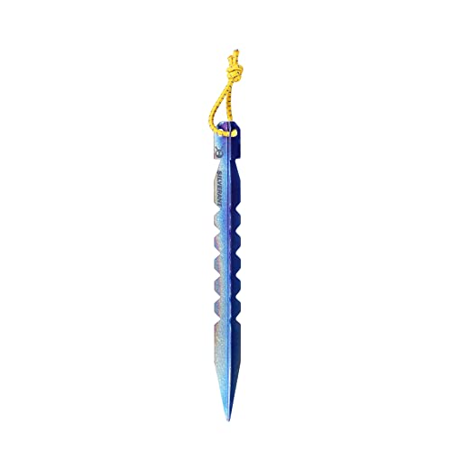 SILVERANT Titanium Tent Stakes, Heavy Duty Tent Spikes Ultralight Tent Pegs with Hook Canopy Stakes for Camping, Backpacking, Gardening-Medium Size-1Pcs