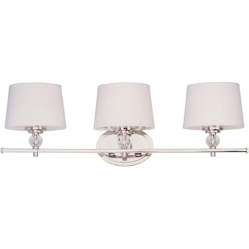 Maxim Lighting Rondo 3-Light Bath Vanity Light | Polished Nickel Finish | Transitional Indoor Light Fixture | Ideal for Bathrooms & Powder Rooms | Dimmable Damp Rated | 12763WTPN