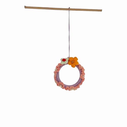 Handmade Wreath with Flowers, Hand-woven car hangings, indoor woven garland hangings，3 in Diameter, Decorative Wall Hanging