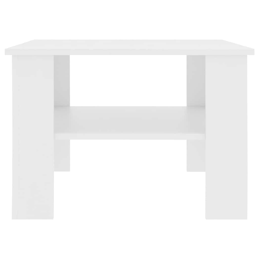 Couchtisch Weiß Holzwerkstoff 60x60x42 cm mit Ablagefach, Stauraum und stabilem Design für Wohnzimmer, Sofa, Büro und Lounge